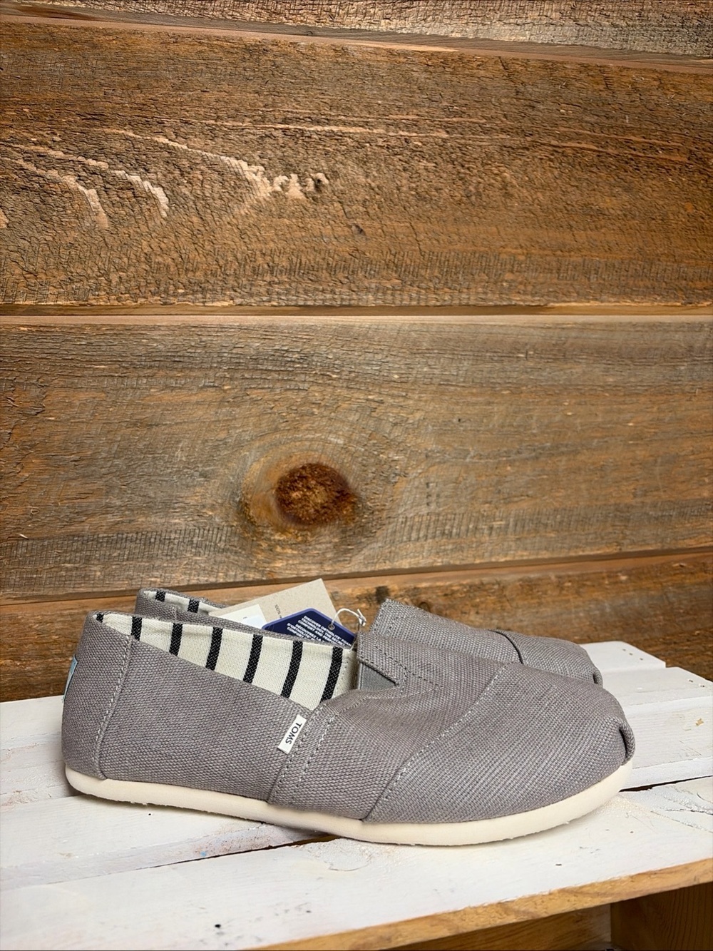 Toms Classic Alpargata Heritage Womens 7.5 Slip On Casual Canvas Flat Gray NWT